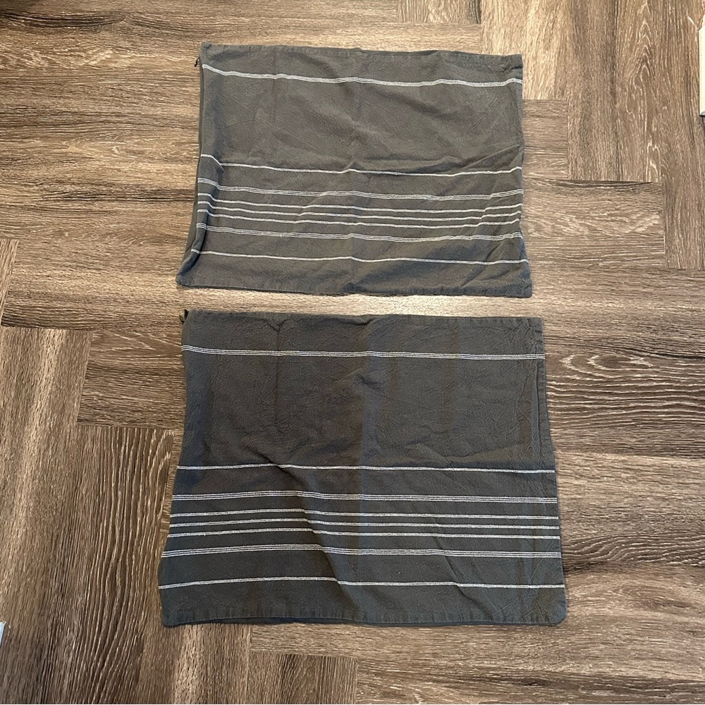 Target Full/Queen Grey & White Striped Pillow Cases (2)